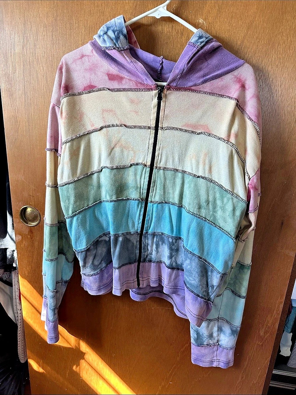 Color Block Zip Hoodie in Blue & Purple